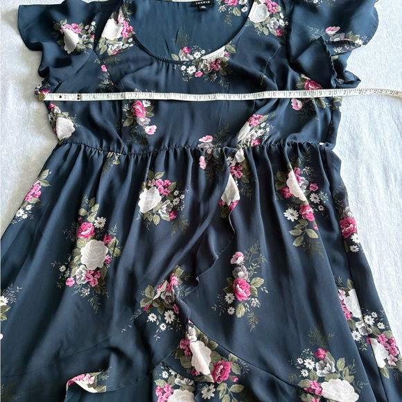 Torrid Floral High Low Dress - Navy and Pink - Picture 6 of 8